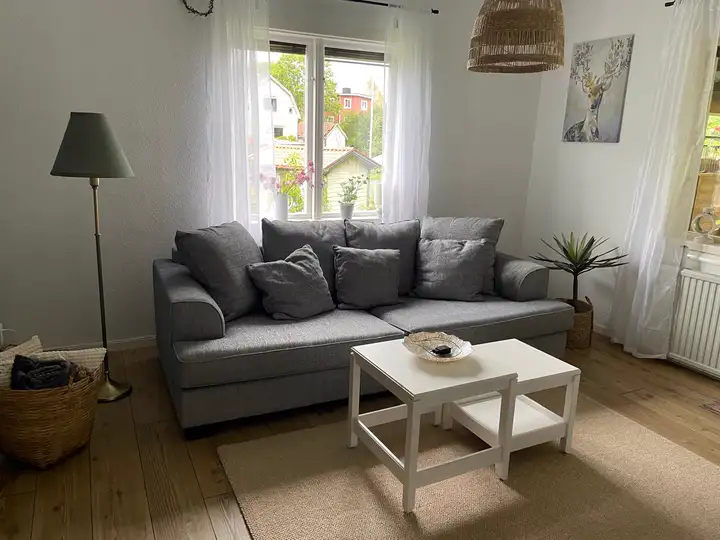 Sofa und Couchtisch im Wohnzimmer